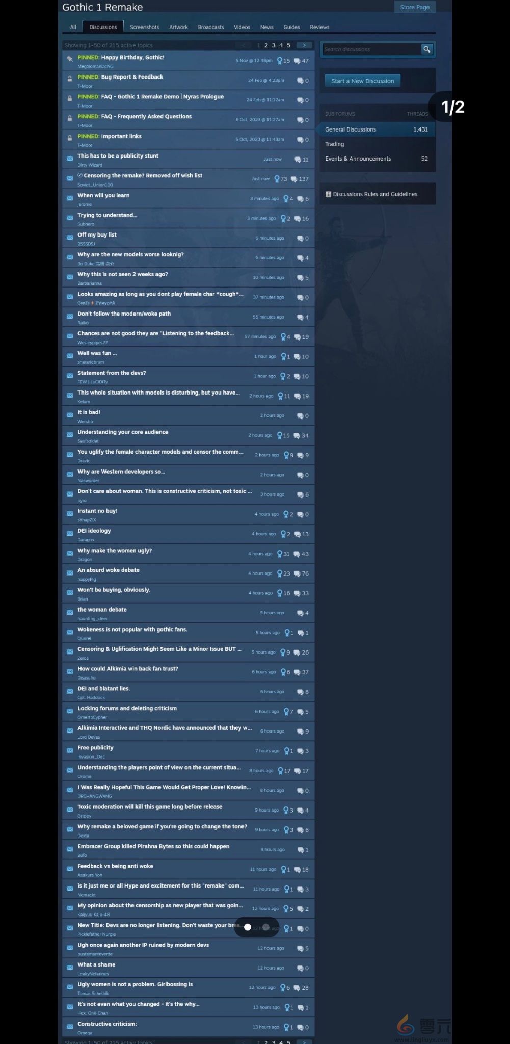 《哥特王朝：重制版》丑化女性 Steam讨论区炸了锅(图2)