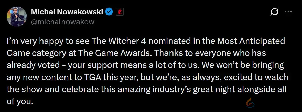 小小遗憾！《巫师4》不会参加TGA 2025(图2)